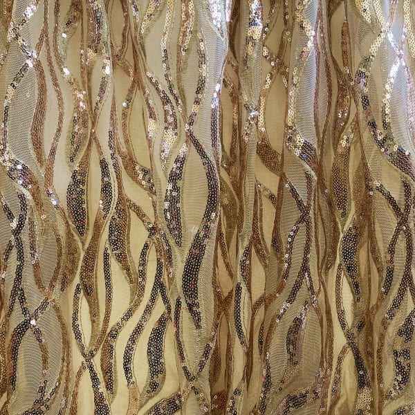 Gold Sequin Mesh Fabric