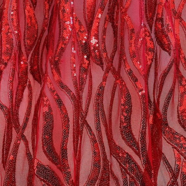 Red Sequin Mesh Fabric