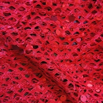 Red Cabaret Sequin Mesh Fabric