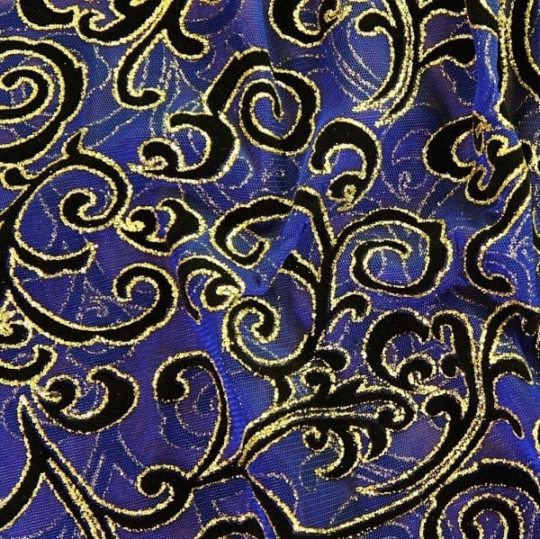 Purple Glitter Flocked Mesh Fabric - SOLID STONE FABRICS, INC.
