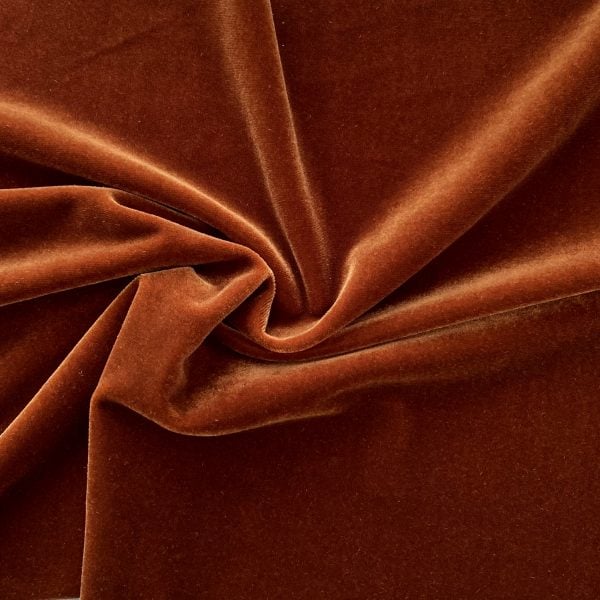 Solid Cognac Brown Velvet Fabric - Brown Velvet Fabric By The Yard - Solid Stone Fabrics, Inc.