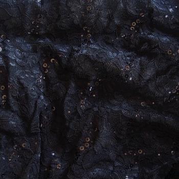 Black Lace Fabric with Sequins