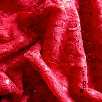 Red Lace Fabric with Sequins