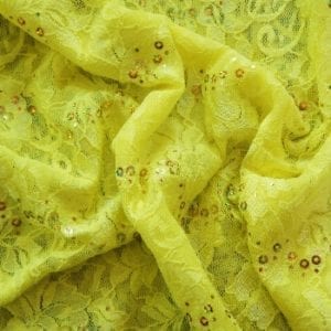 Yellow Lace Fabric with Sequins