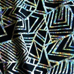 Silver Geometric Holographic Fabric - Silver