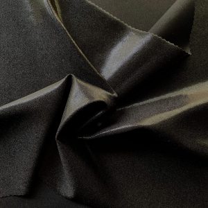 Black Metallic Spandex Fabric is perfect for dance, cheer, bows, gymnastics, figure skating, costume, cosplay, apparel and more.