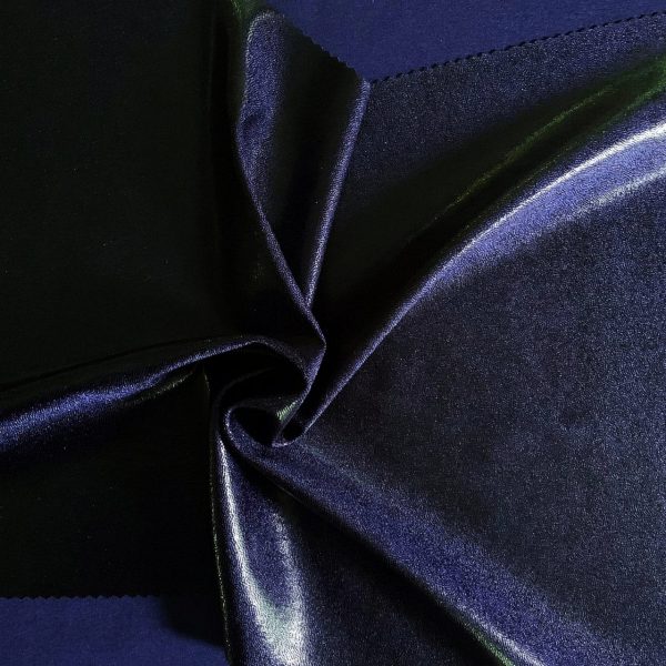 Black Navy Metallic Fabric is perfect for dance, cheer, bows, gymnastics, figure skating, costume, cosplay, apparel and more.