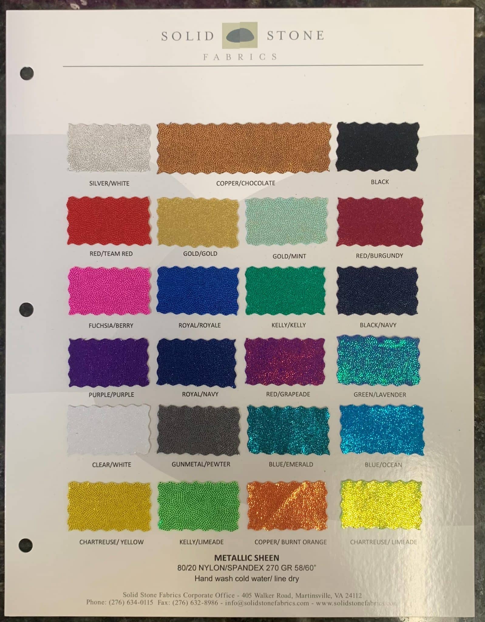 Metallic Sheen – Color Card