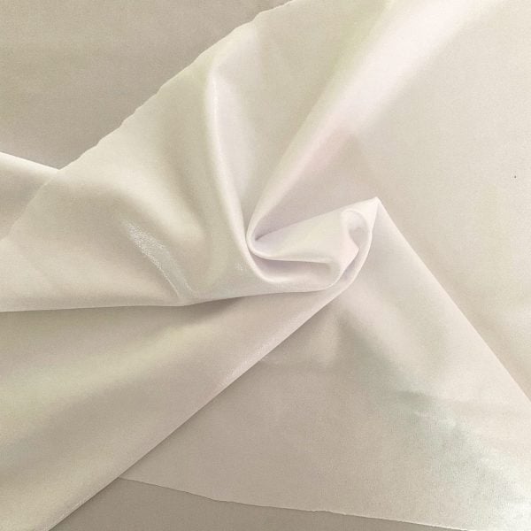Clear White Metallic Spandex Fabric is perfect for dance, cheer, bows, gymnastics, figure skating, costume, cosplay, apparel and more.