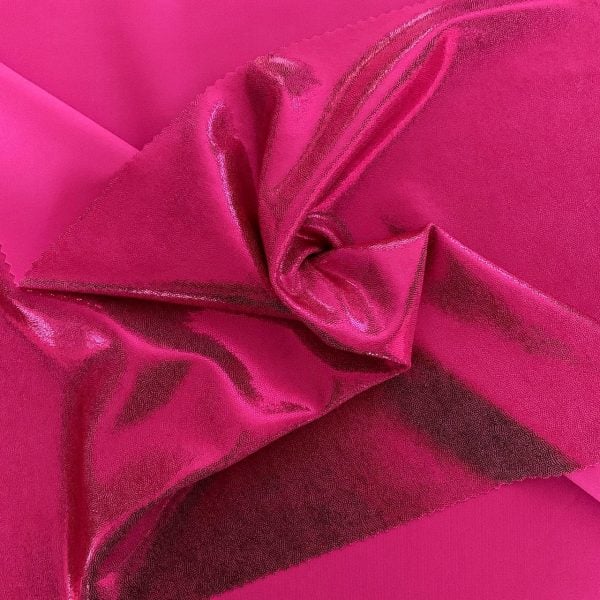 Fuchsia Metallic Spandex Fabric is perfect for dance, cheer, bows, gymnastics, figure skating, costume, cosplay, apparel and more.