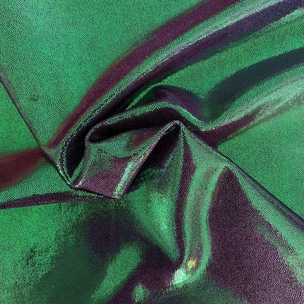 Green Lavender Two Toned Metallic Stretch Fabric is perfect for dance, cheer, bows, gymnastics, figure skating, costume, cosplay, apparel and more.