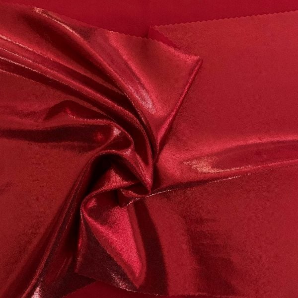 Red Metallic Spandex Fabric By The Yard