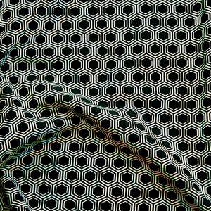 Black Honeycomb Hologram Fabric By The Yard - Solid Stone Fabrics, Inc.