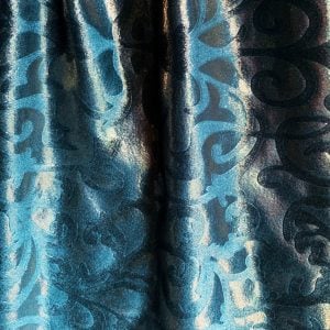 Green Embossed Stretch Velvet Fabric - Blue Green Velvet Fabric By The Yard - Solid Stone Fabrics, Inc. - Wholesale and Online Fabric Supplies