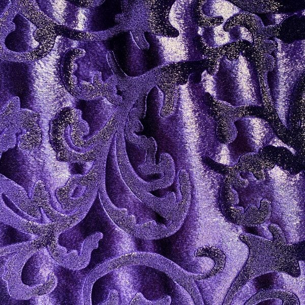 Purple Embossed Velvet Fabric By The Yard - Solid Stone Fabrics, Inc.