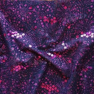 Sparkler Fuchsia Sequin Glitter Mesh Fabric features glitter and sequins on sheer stretch mesh base fabric for a glamorous look with lots of sparkle!