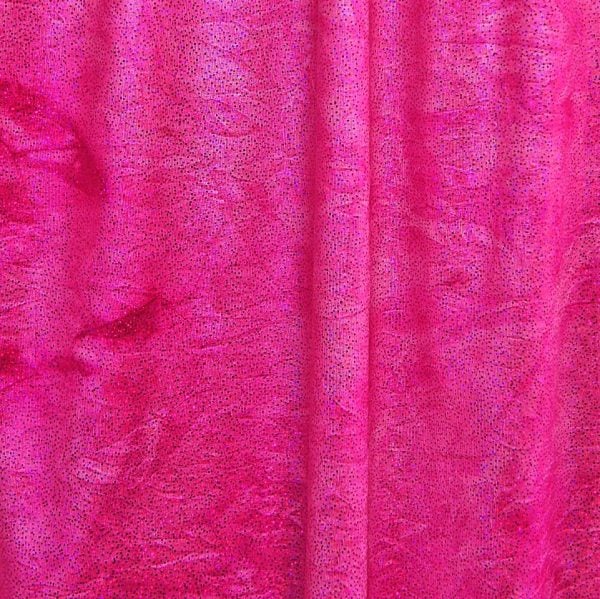 Spectacular - Fuchsia Glitter Tie Dye features tie dye stretch fabric topped with silver foil glitter for brilliant sparkle and shine.