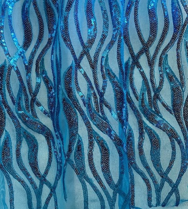Turquoise Sequin Mesh Fabric