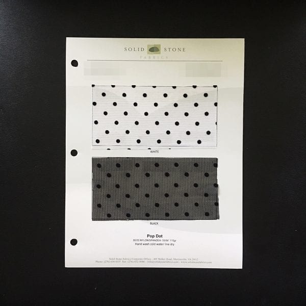 Flocked Polka Dot Mesh Swatches / Color card - SOLID STONE FABRICS, INC.