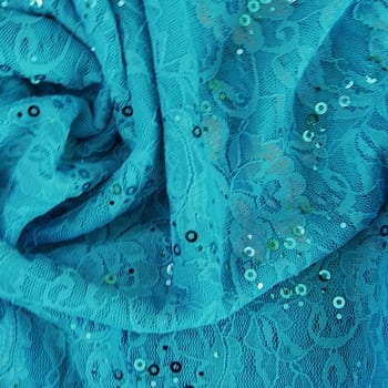 Light Blue Lace Fabric with Sequins