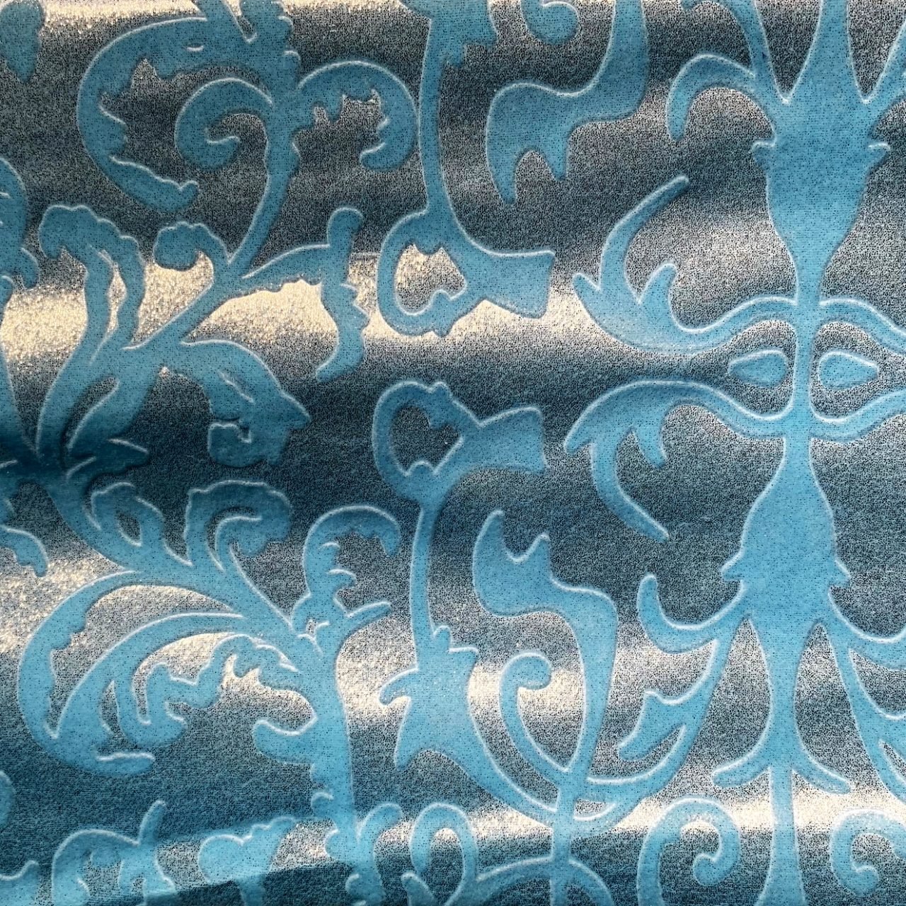 Blue Embossed Velvet Fabric - VELVET FABRIC BY THE YARD OR ROLL - SOLID STONE FABRICS, INC.