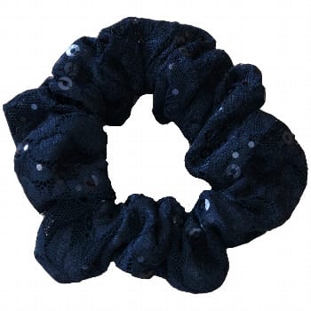 Black Sequin Lace Scrunchie