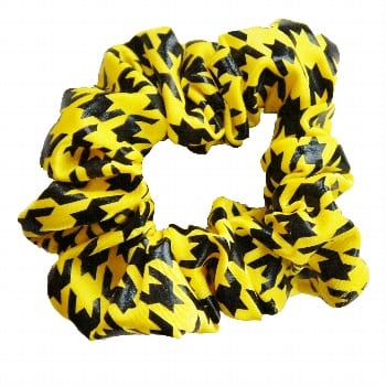 Yellow Houndstooth Hair Scrunchie