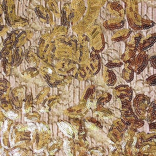 Champagne Embroidered Floral Sequin Fabric