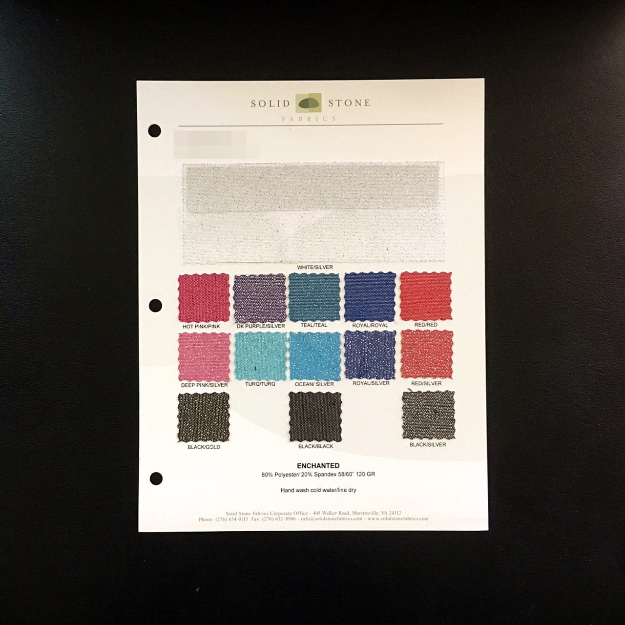 Glitter Mesh Fabric Swatches / Color card features full size "feeler" fabric swatches and all available fabric colors on one card for your convenience. Designed to fit inside a three ring binder for easy reference!