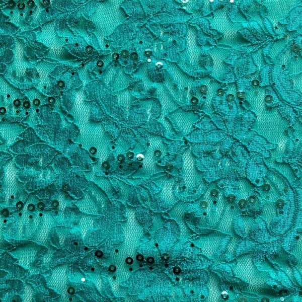 JADE GREEN SEQUIN LACE FABRIC
