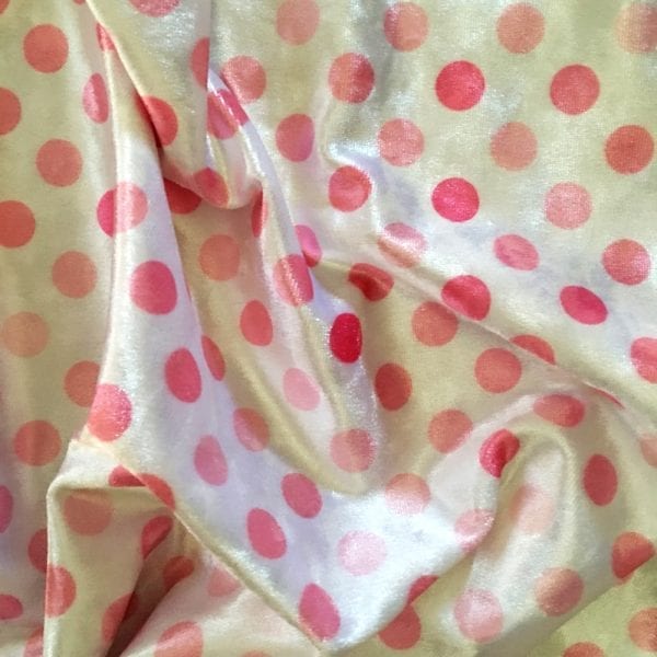 Pink Polka Dot Fabric Print on Crushed Velvet
