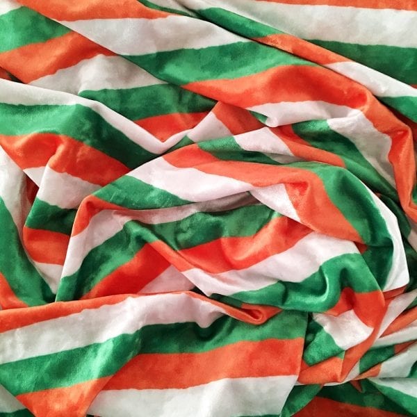 St. Patrick's Day Stripe Fabric Print on Crushed Velvet