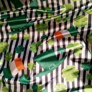 St. Patrick's Day fabric print on Metallic Sheen