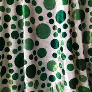 Green Polka Dot Fabric Print on Crushed Velvet
