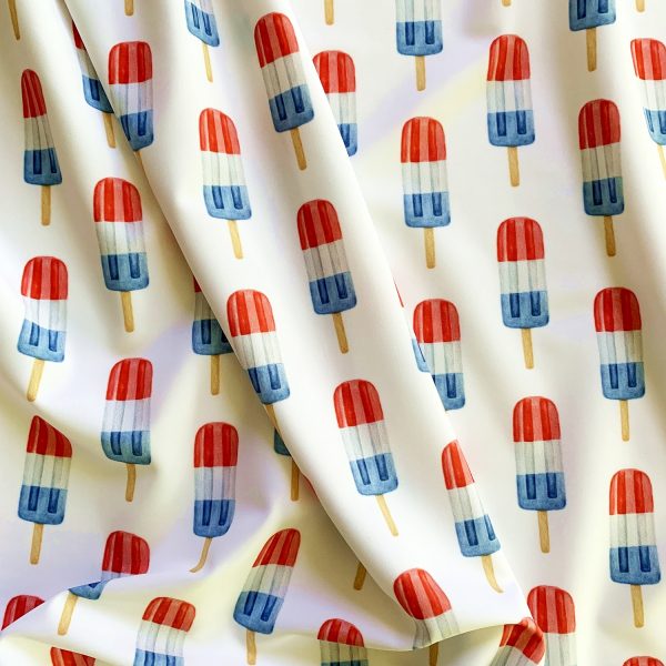 Fun Red White Blue Popsicle print on Carvico VITA PL recycled polyester print base.