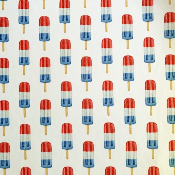 Fun Red White Blue Popsicle print on Carvico VITA PL recycled polyester print base.