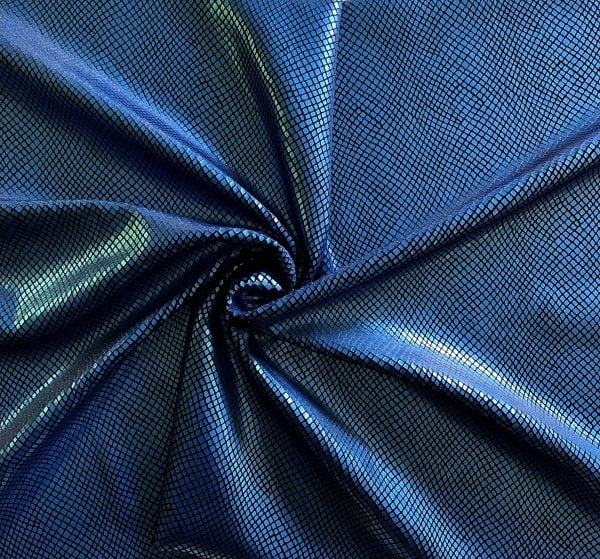 Blue Snakeskin Stretch Velvet Fabric