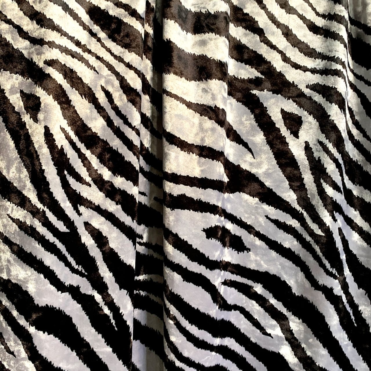 Zebra Print Crushed Velvet Fabric