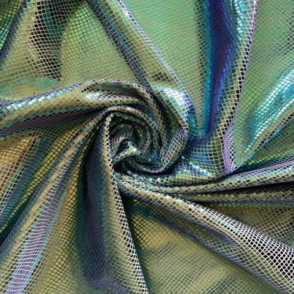 Green Metallic Snakeskin Velvet Fabric