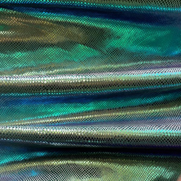 Green Metallic Snakeskin Velvet Fabric