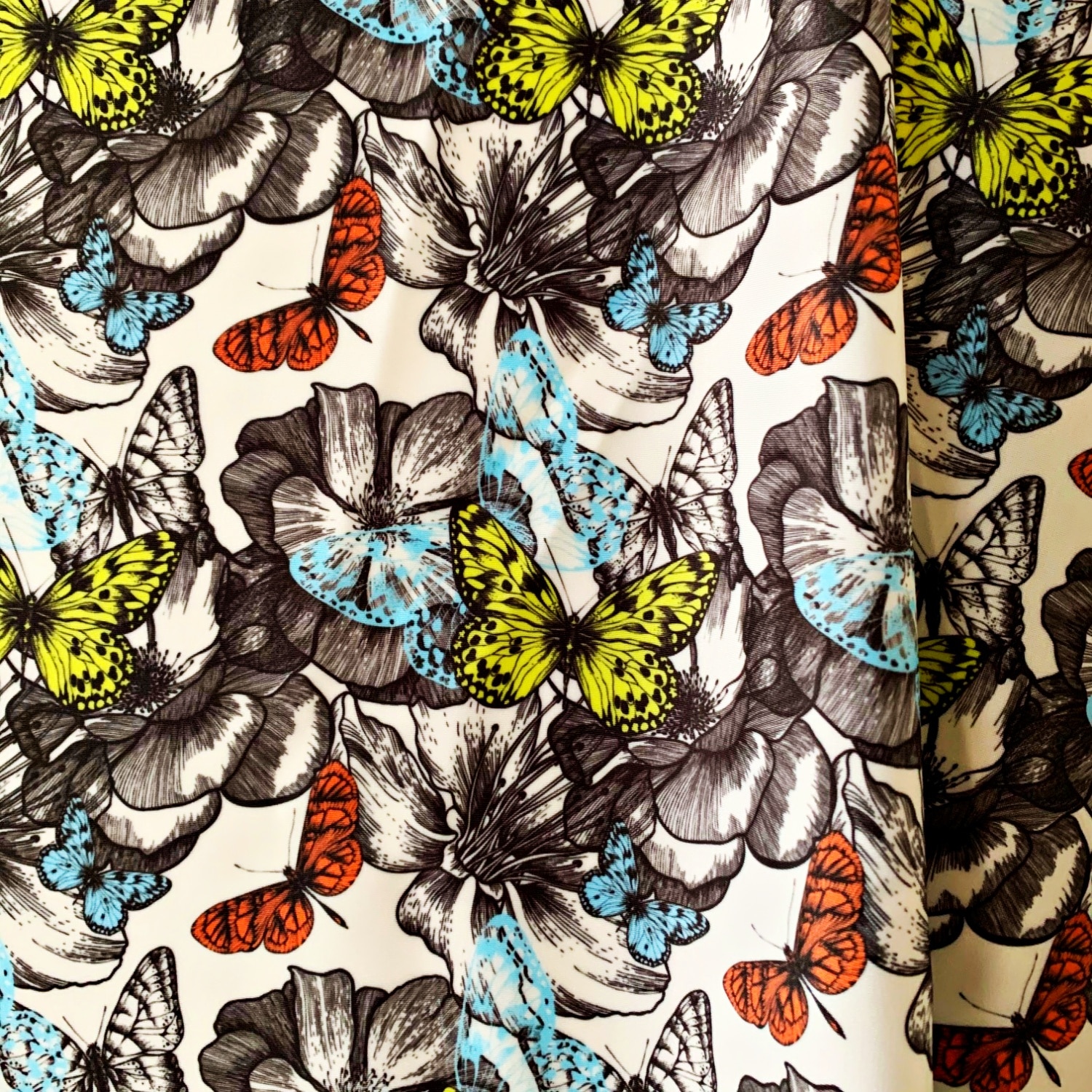 Butterfly Print Stretch Fabric