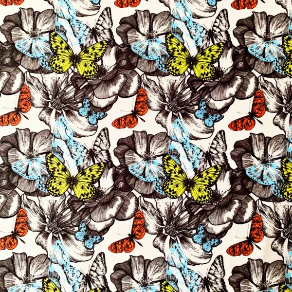 Butterfly Print Stretch Fabric