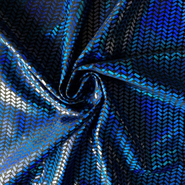 Tire Track Metallic Fabric in Royal Blue Hologram Foil