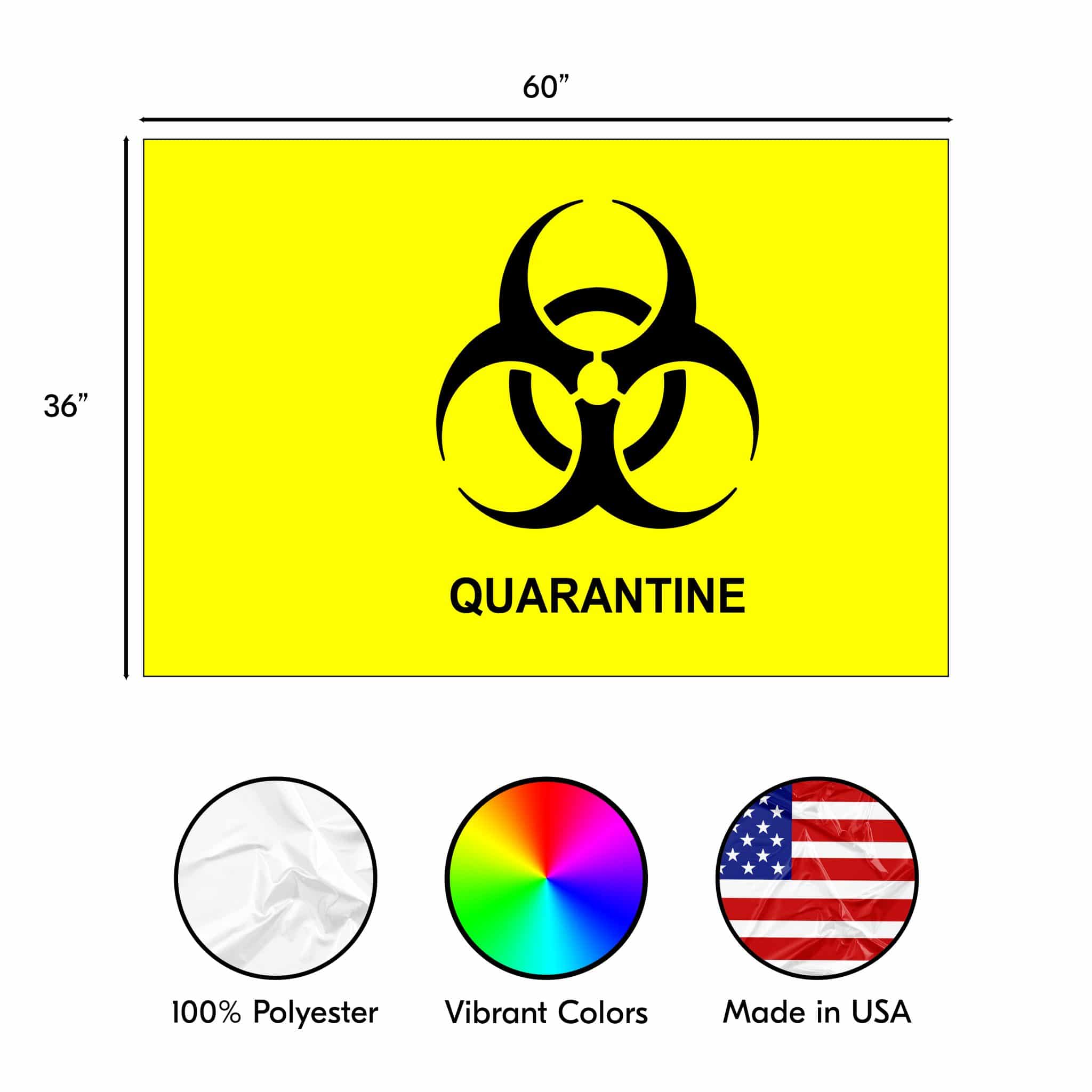 Yellow Quarantine Isolation Warning 5'x3' Flag 