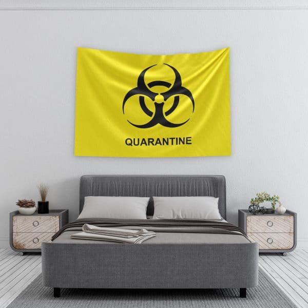Large Quarantine flag features neon yellow background with black quarantine symbol for a clear message.  Perfect for healthcare, business or personal use.  Made in the USA with pride and care.