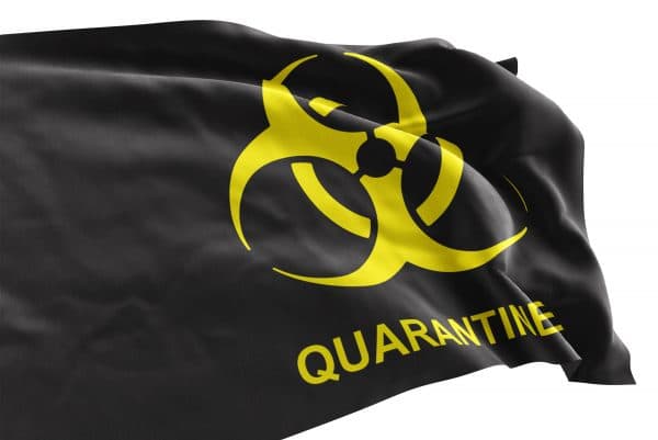 Quarantine flag features black background with neon yellow quarantine symbol for a clear message.  Perfect for healthcare, business or personal use.  Made in the USA with pride and care. 