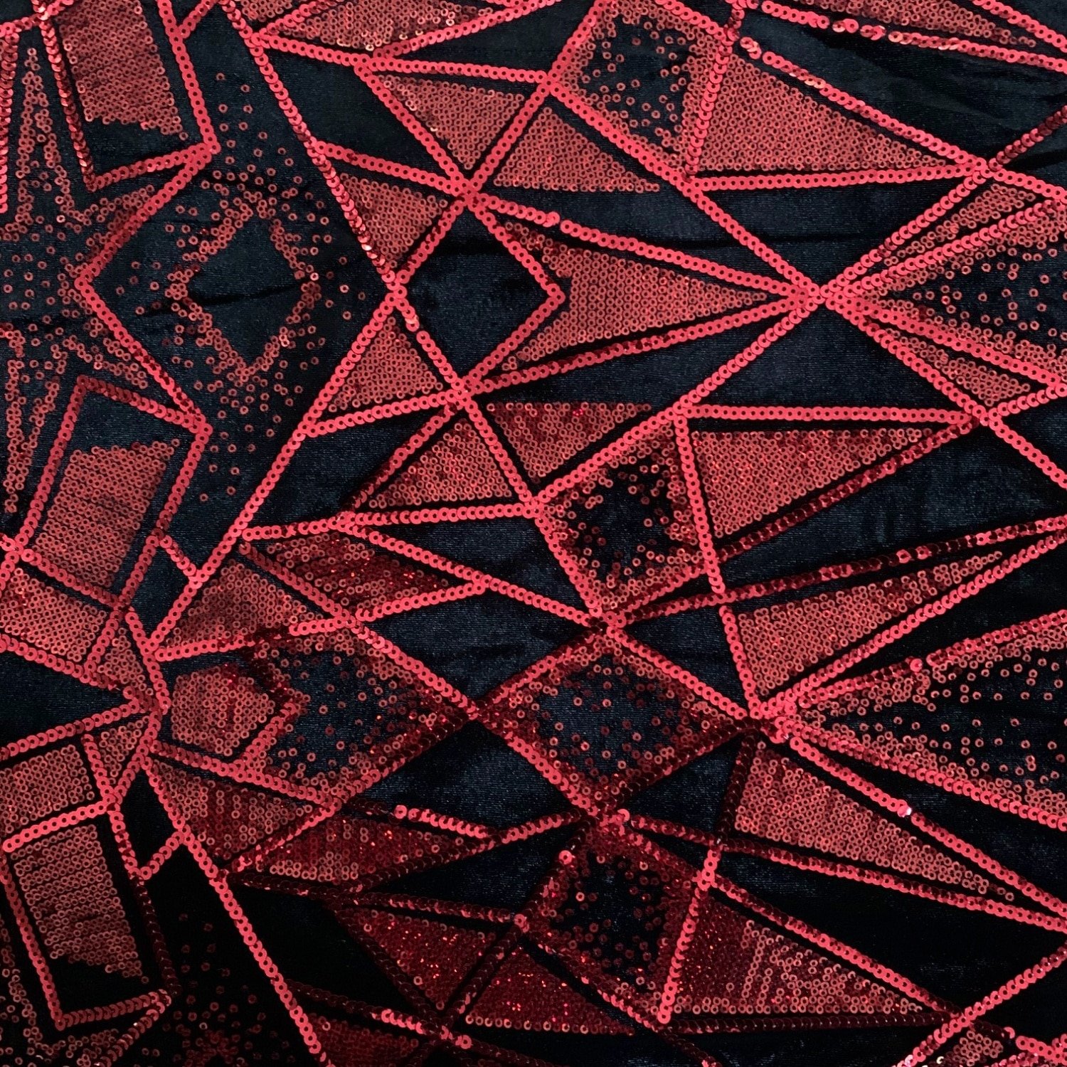 Red Sequin Stretch Velvet Fabric