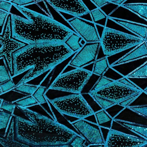 Turquoise Sequin Stretch Velvet Fabric